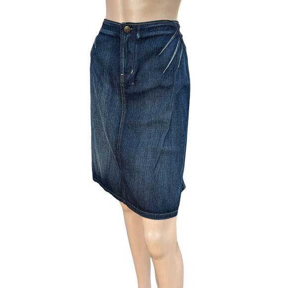 New Citizens of Humanity Women's Dark Wash Godet Knee Length Denim Jean Skirt 30 - Picture 2 of 9